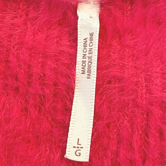 Free People Moonbeam Cropped Sweater Womens Size L Raspberry Soft Stretchy Fuzzy - Picture 14 of 16